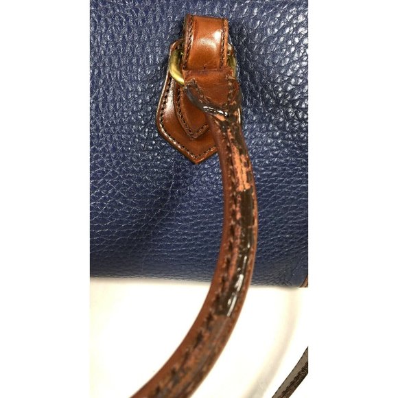 Dooney & Bourke Vtg Blue Leather Brown Trim Satchel Shoulder Bag – Made In USA - Picture 10 of 12